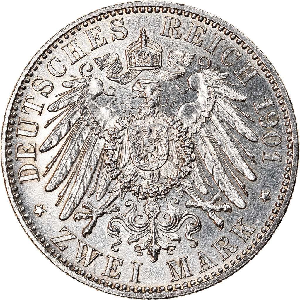 Moneda, Estados alemanes, LUBECK, 2 Mark, 1901, Berlin, EBC+, Plata, KM:210