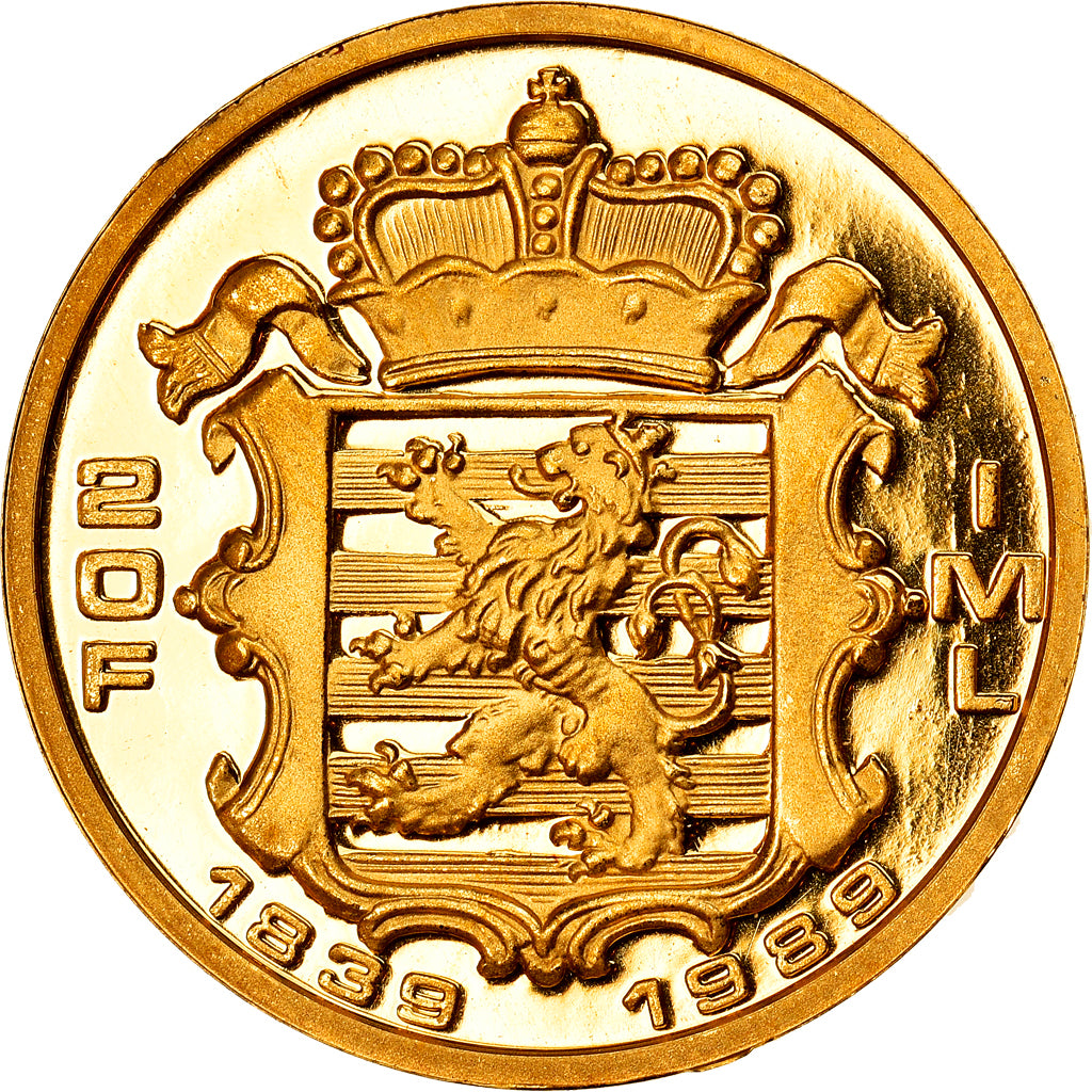 Coin, Luxembourg, Jean, 20 Francs, 1989, MS(63), Gold, KM:64