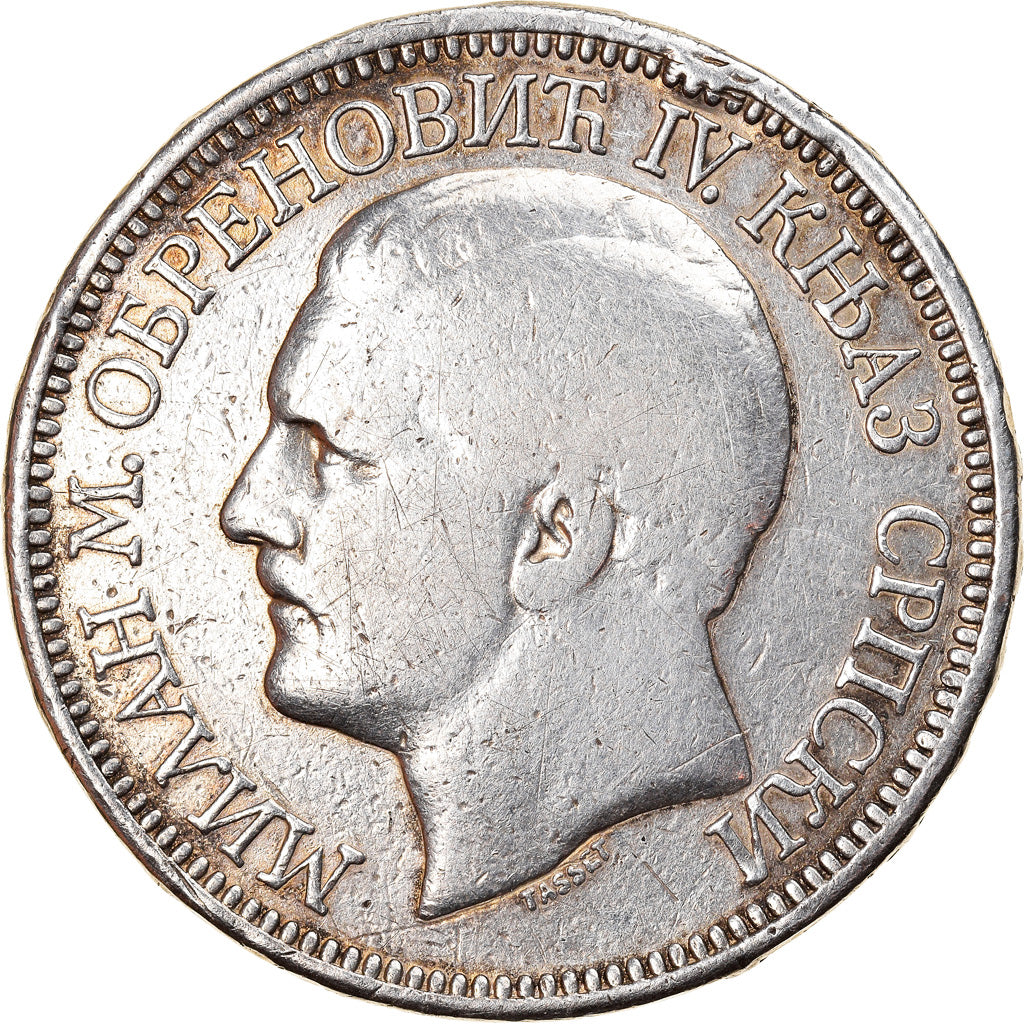 Coin, Serbia, Milan I, 5 Dinara, 1879, EF(40-45), Silver, KM:12