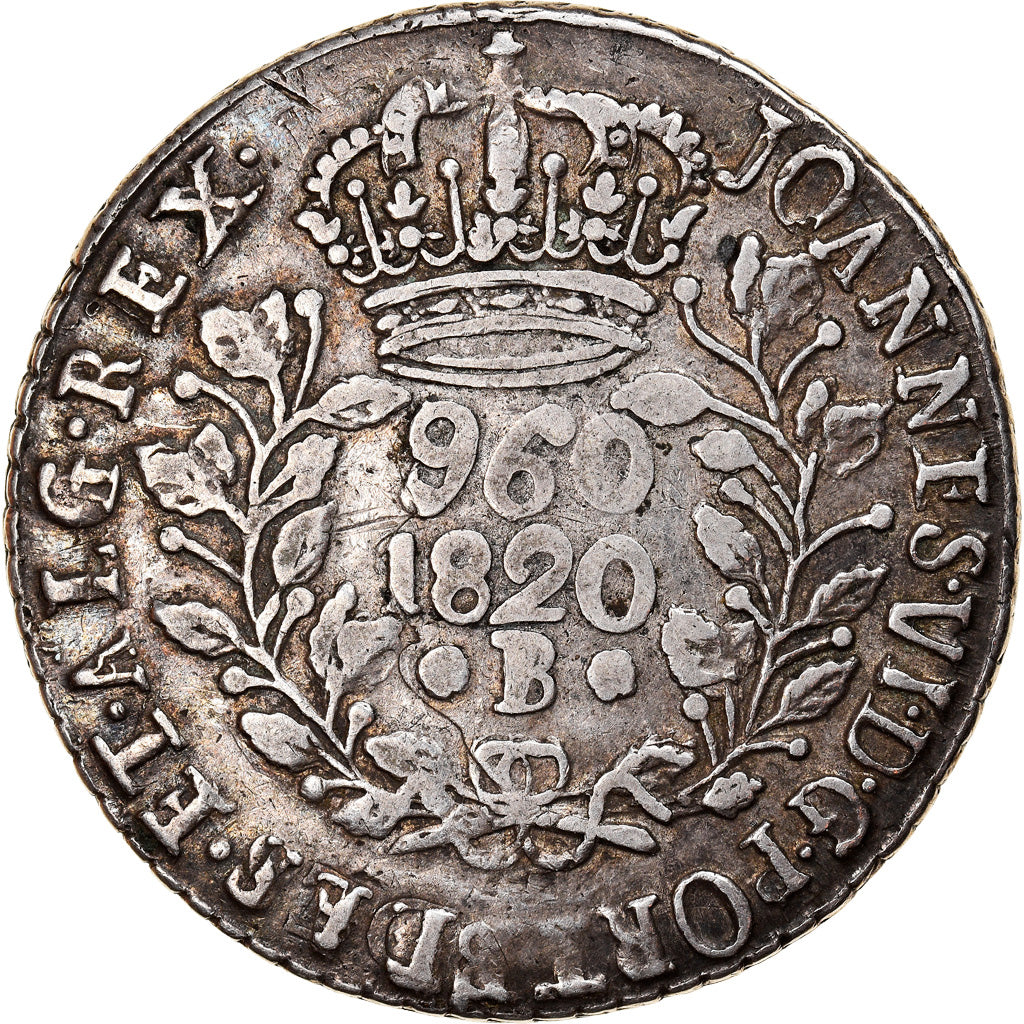 Coin, Brazil, 960 Reis, 1820, Rio de Janeiro, EF(40-45), Silver, KM:326.1