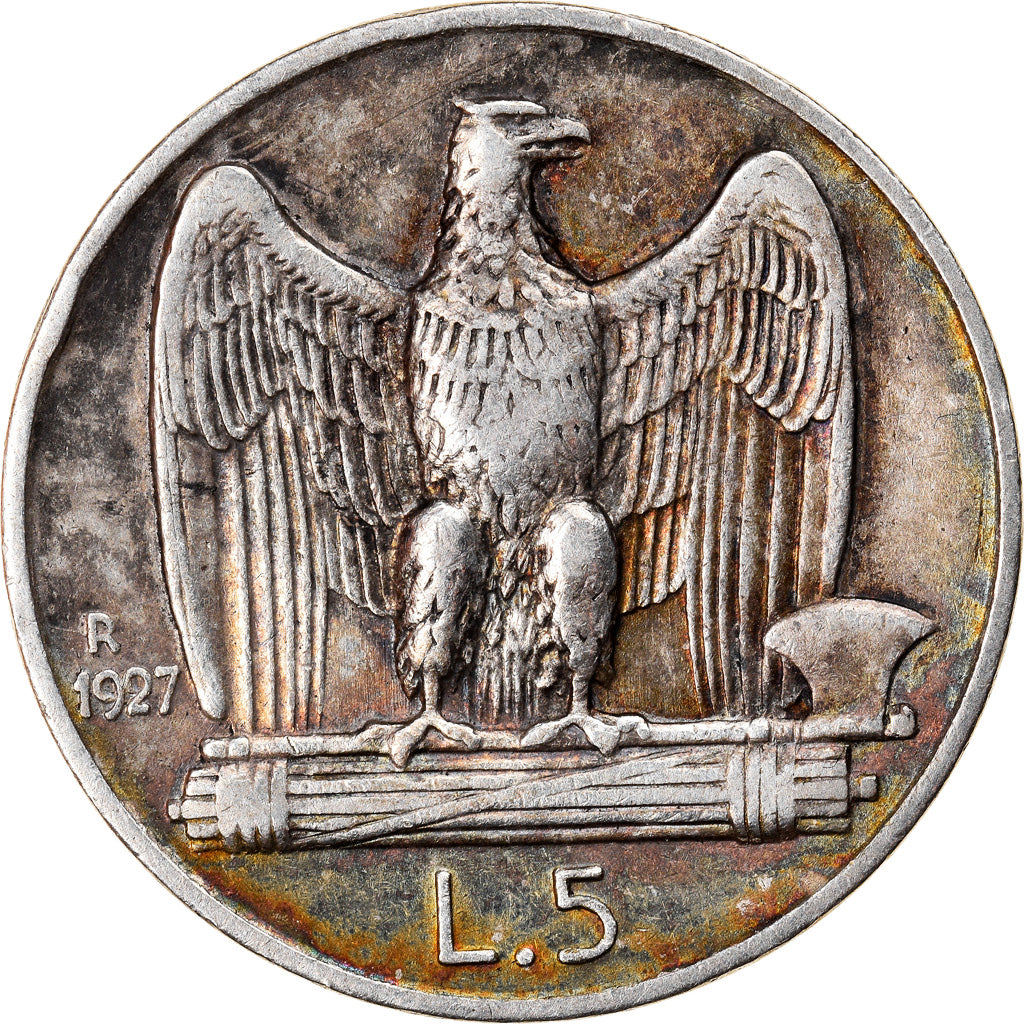 Coin, Italy, Vittorio Emanuele III, 5 Lire, 1927, Rome, EF(40-45), Silver