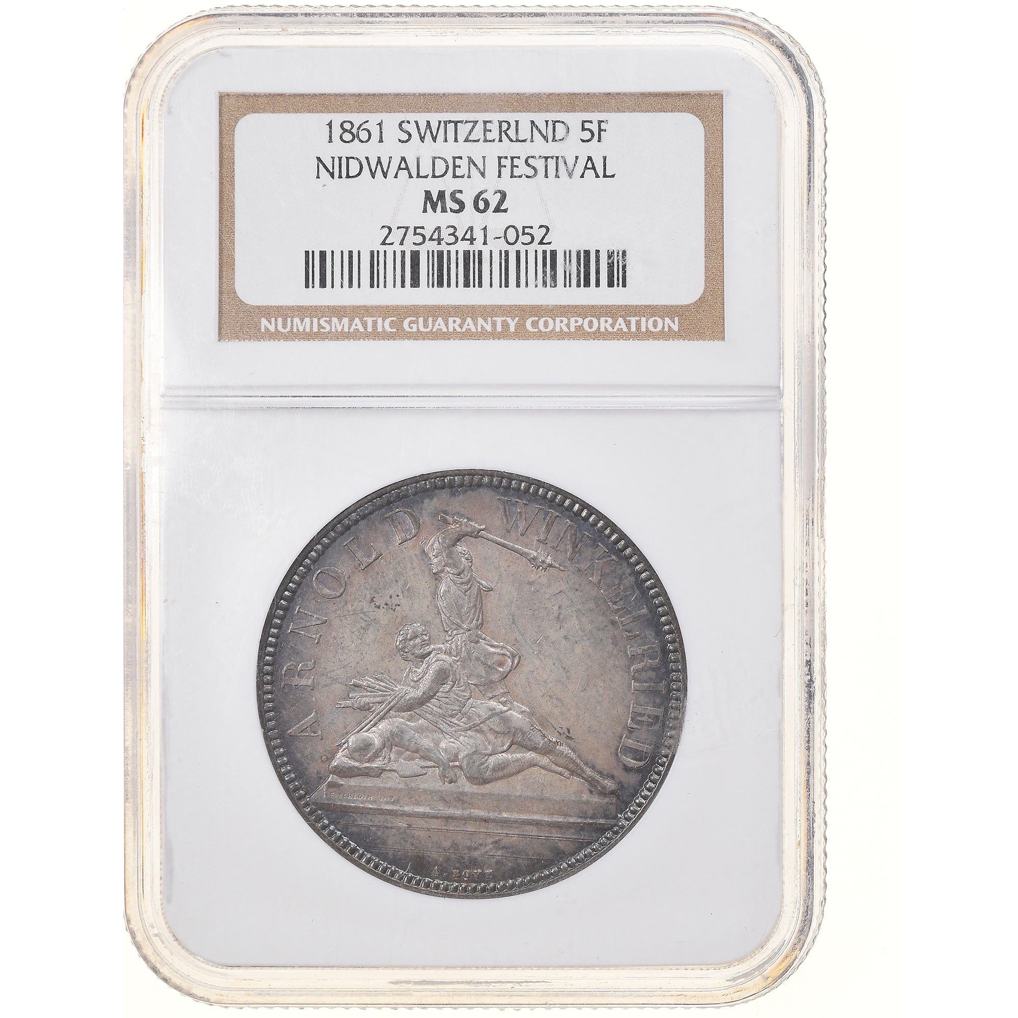 Coin, Switzerland, 5 Francs, 1861, Bern, NGC, MS62, MS(60-62), Silver, KM:S6