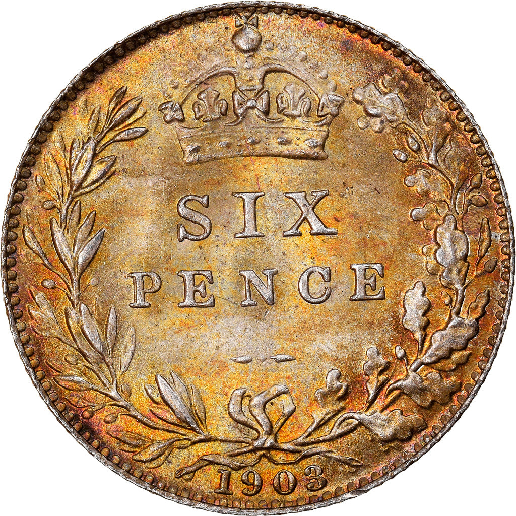 Coin, Great Britain, Edward VII, 6 Pence, 1903, London, MS(65-70), Silver