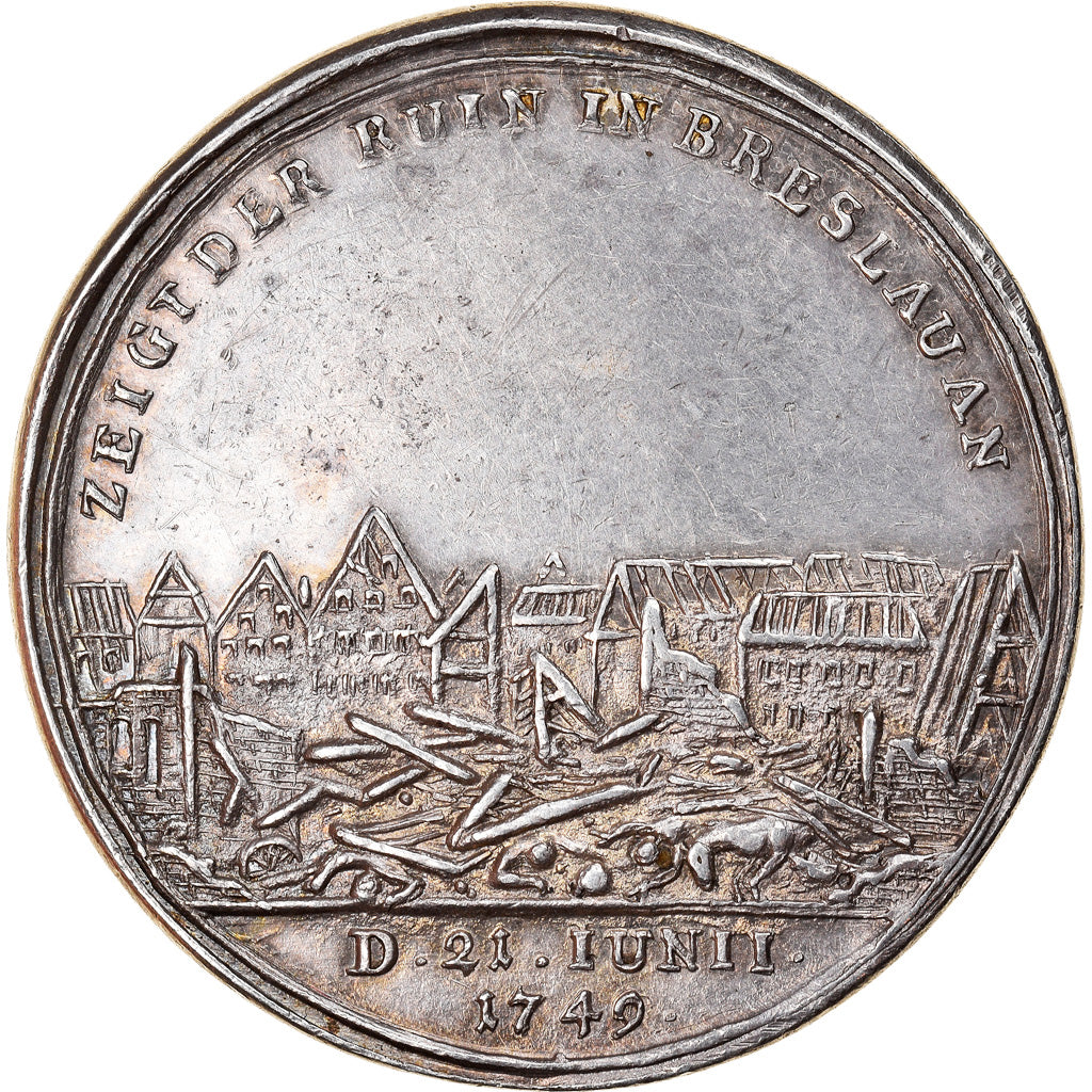 Germany, Medal, Explosion from Pulverturmes von Breslau, 1749, AU(55-58), Silver
