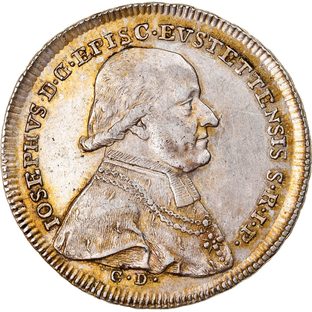 Coin, German States, EICHSTATT, 1/2 Thaler, 1796, Eichstätt, AU(50-53), Silver