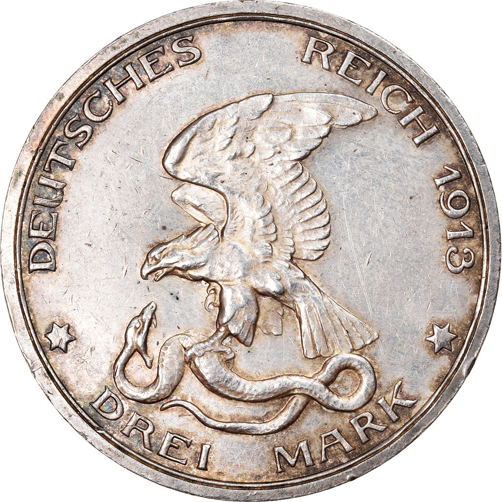 Münze, Deutsch Staaten, PRUSSIA, Wilhelm II, 3 Mark, 1913, Berlin, SS+, Silber