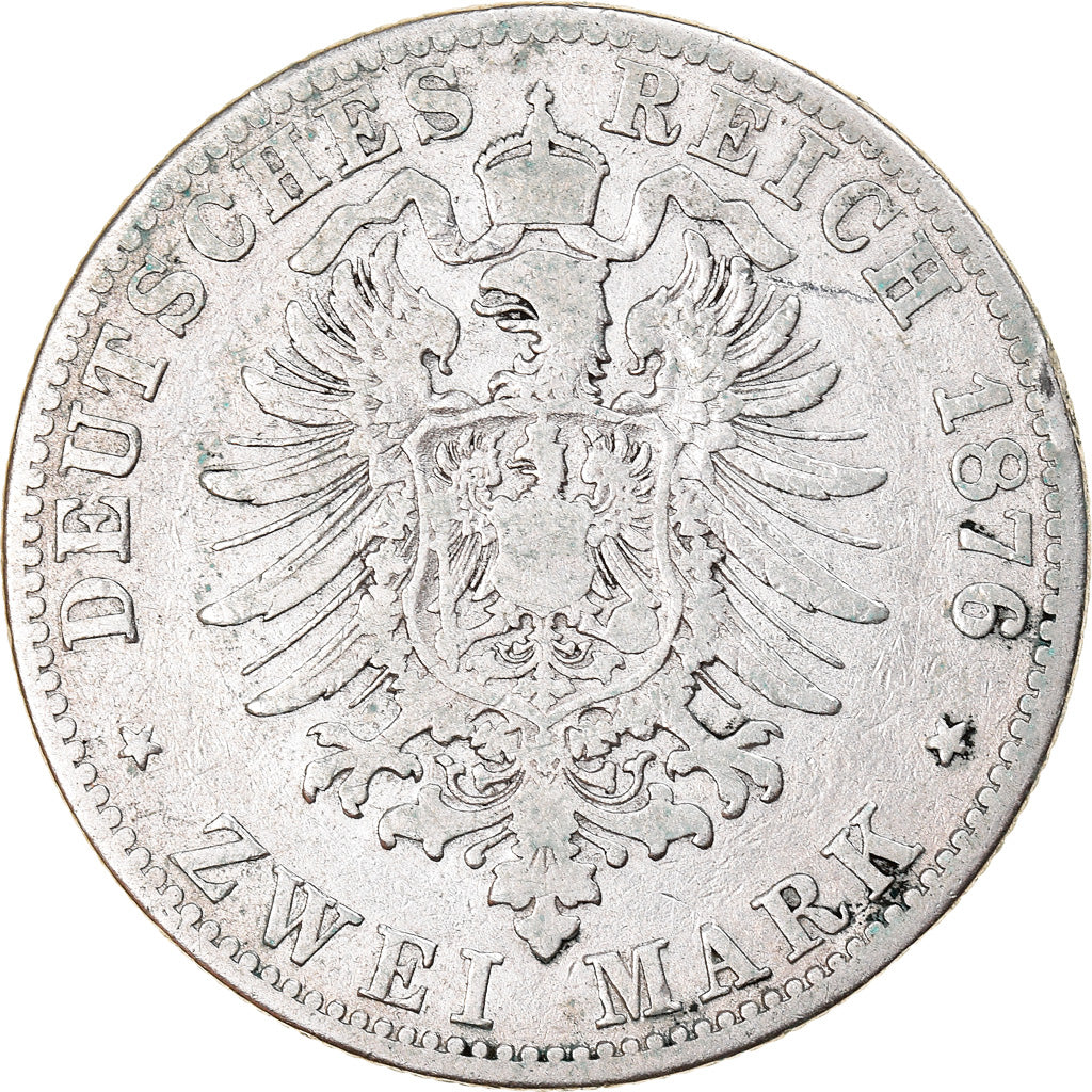 Coin, German States, HAMBURG, 2 Mark, 1876, Hambourg, VF(30-35), Silver, KM:604