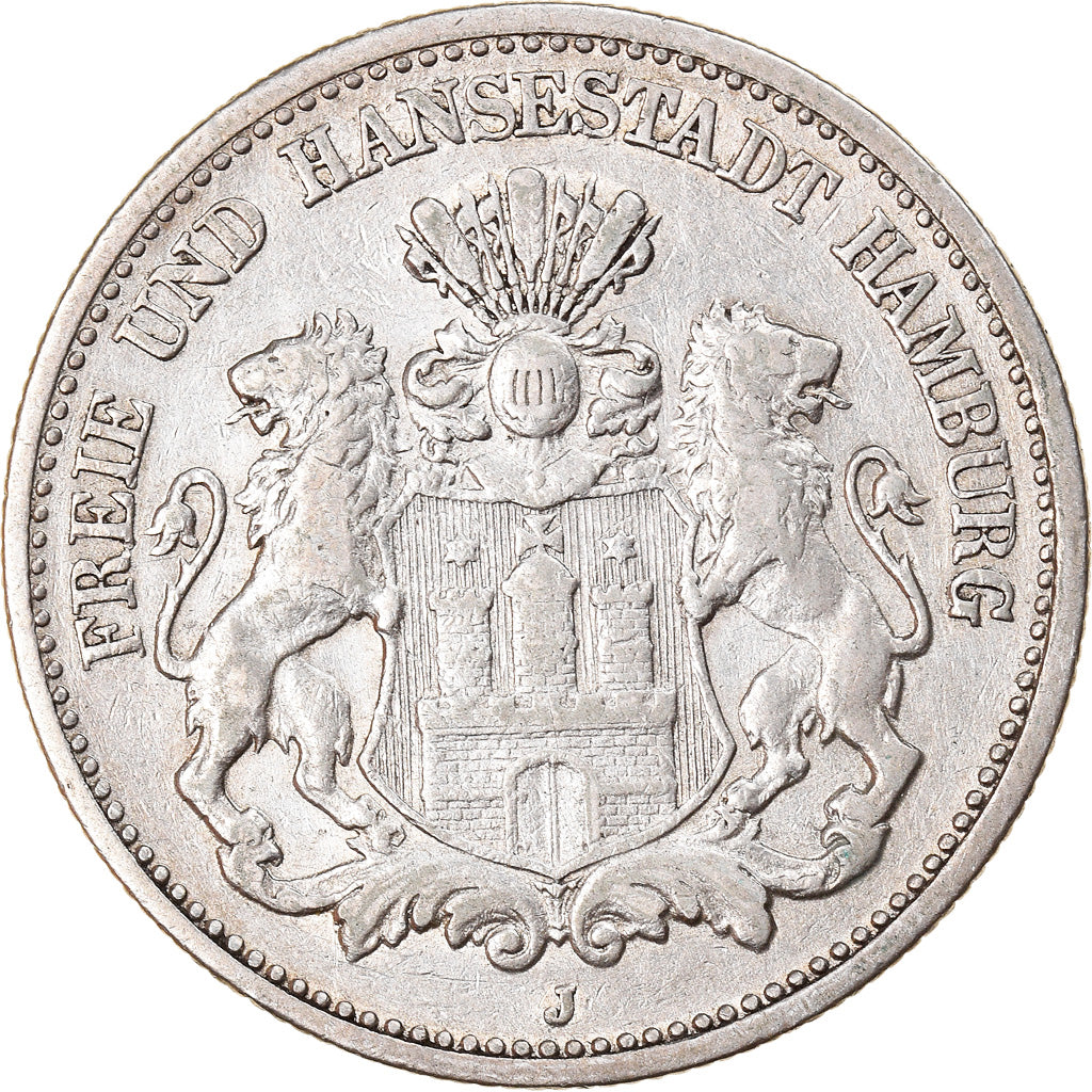 Moeda, Estados Alemães, HAMBURG, 2 Mark, 1902, Hamburg, VF(30-35), Prata
