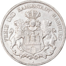 Moneta, Landy niemieckie, HAMBURG, 5 Mark, 1907, Hamburg, EF(40-45), Srebro