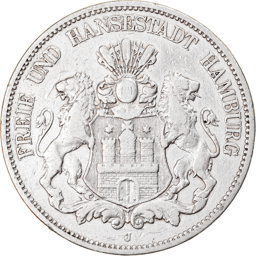 Coin, German States, HAMBURG, 5 Mark, 1876, Hambourg, EF(40-45), Silver, KM:598