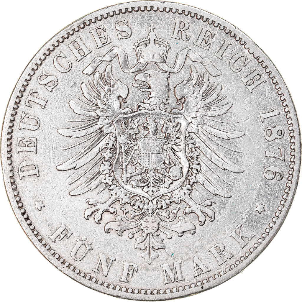 Coin, German States, HAMBURG, 5 Mark, 1876, Hambourg, EF(40-45), Silver, KM:598