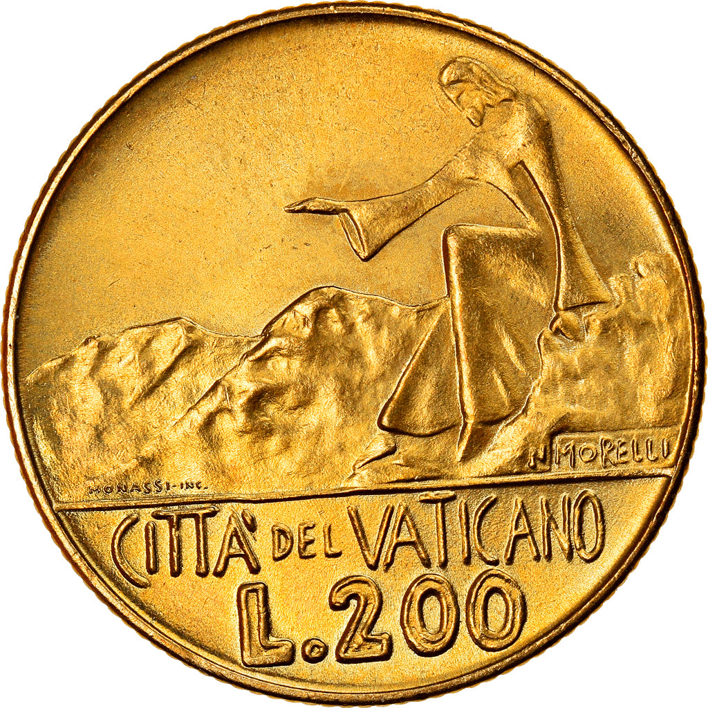 Coin, VATICAN CITY, Paul VI, 200 Lire, 1978, Roma, MS(63), Aluminum-Bronze