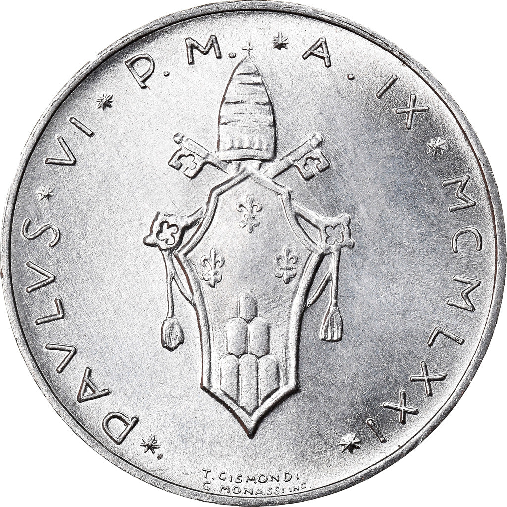 Coin, VATICAN CITY, Paul VI, Lira, 1971, Roma, MS(63), Aluminum, KM:116