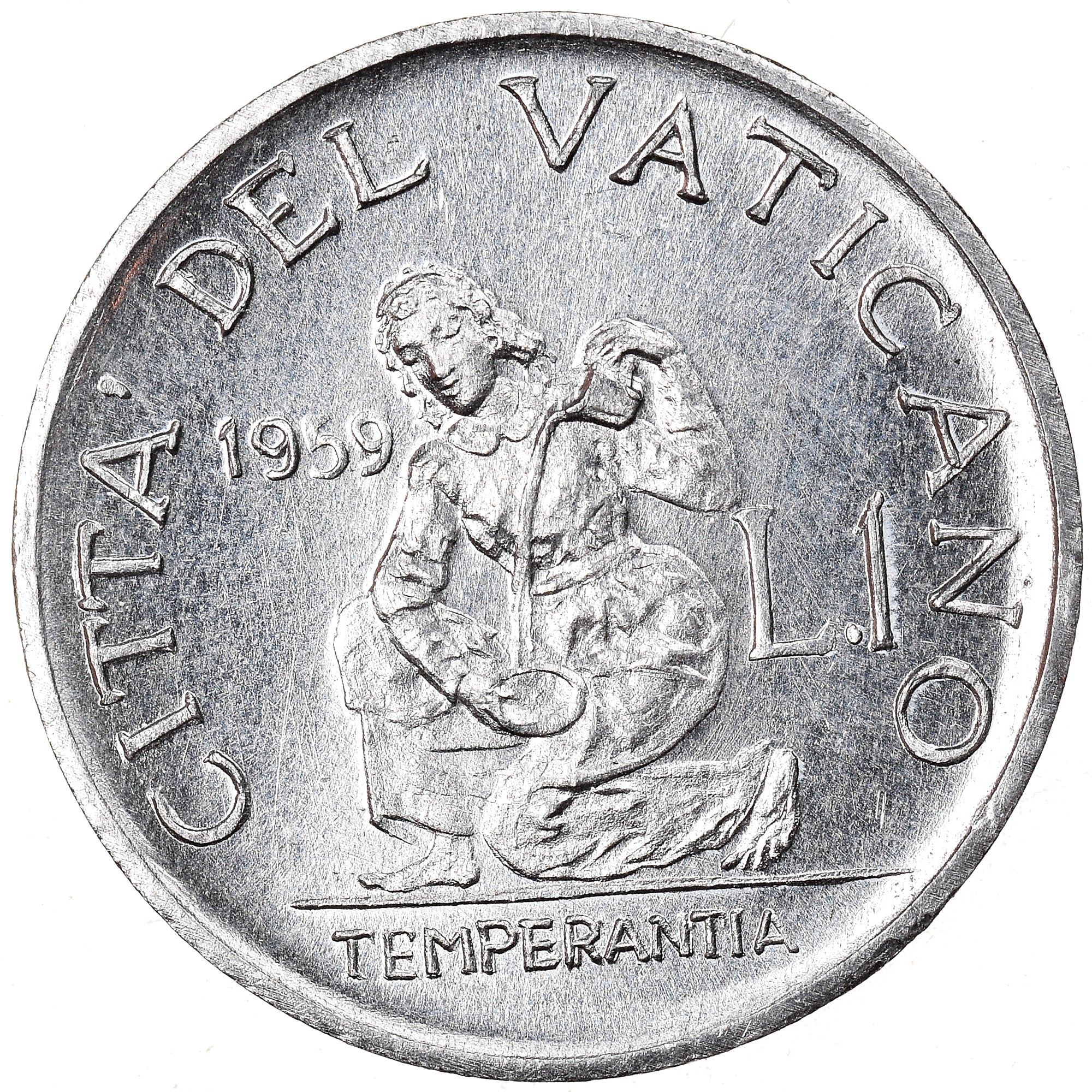 Coin, VATICAN CITY, John XXIII, Lira, 1959, MS(64), Aluminum, KM:58.1