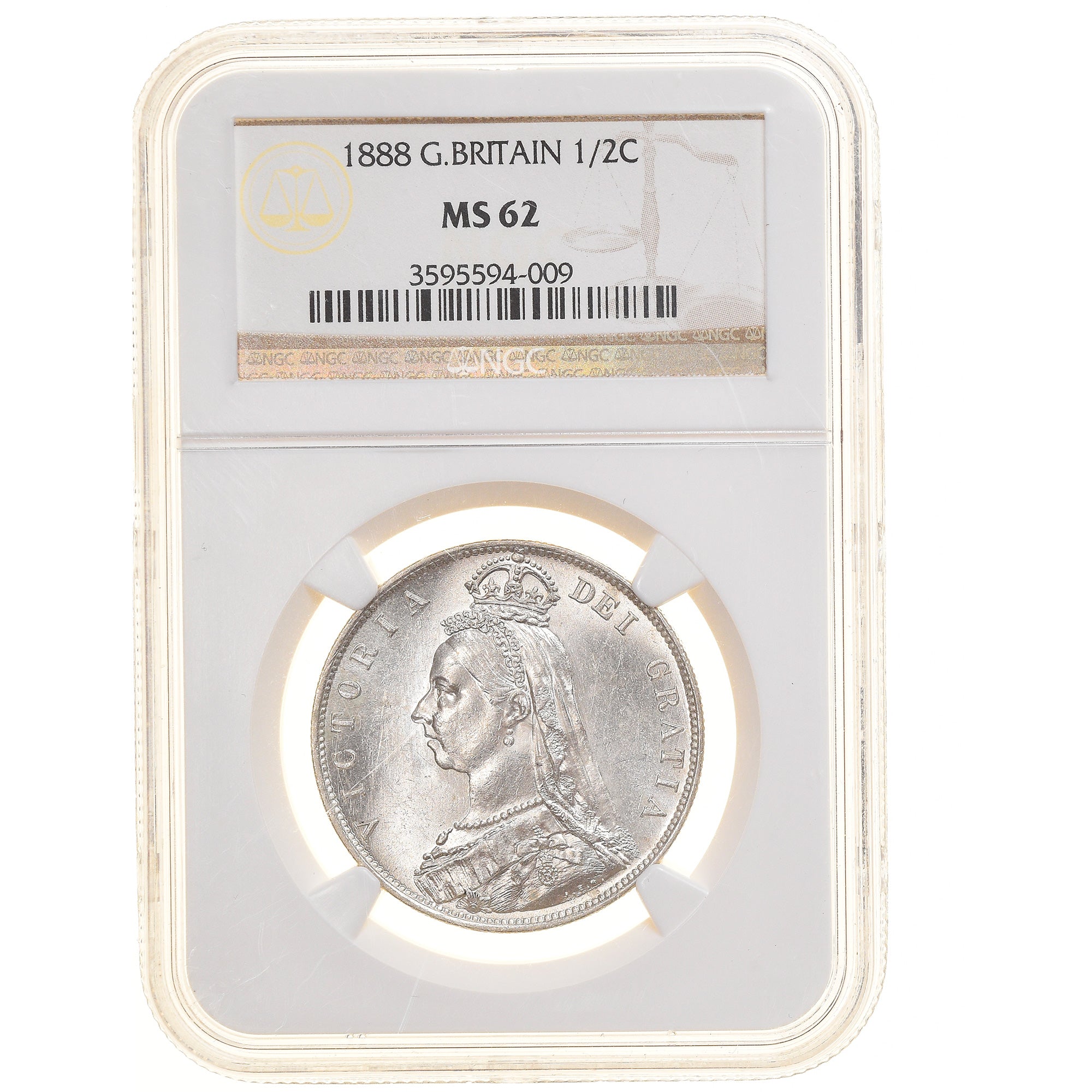 Coin, Great Britain, Victoria, 1/2 Crown, 1888, NGC, MS62, MS(60-62), Silver
