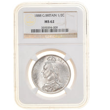 Coin, Great Britain, Victoria, 1/2 Crown, 1888, NGC, MS62, MS(60-62), Silver