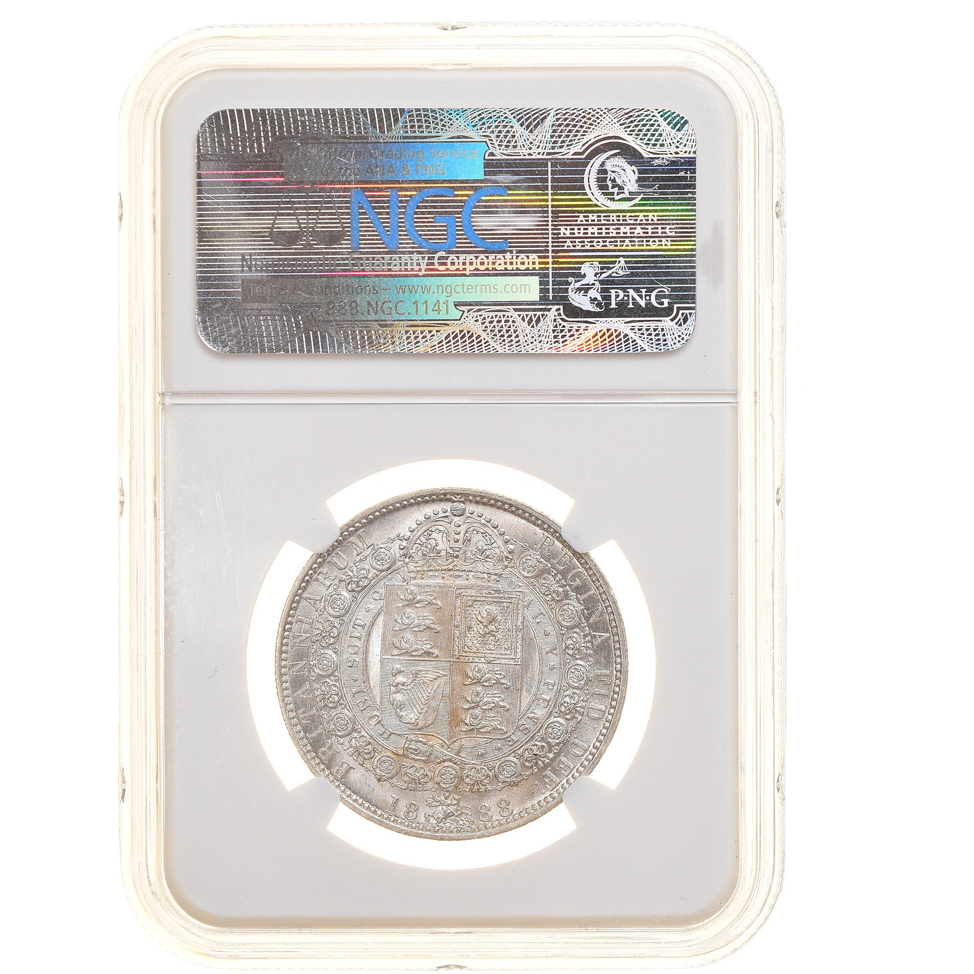 Coin, Great Britain, Victoria, 1/2 Crown, 1888, NGC, MS62, MS(60-62), Silver