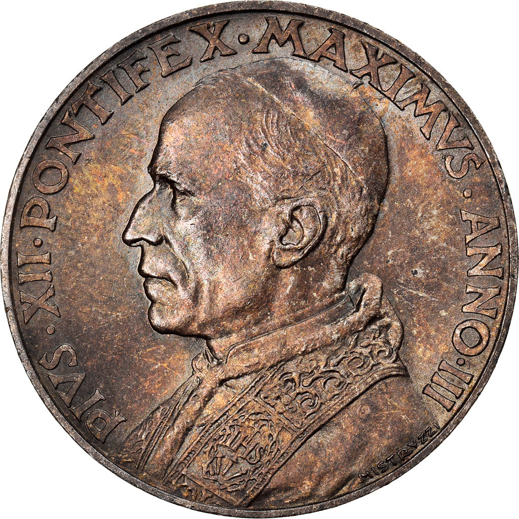 Coin, VATICAN CITY, Pius XII, 10 Lire, 1941, Roma, AU(55-58), Silver, KM:29