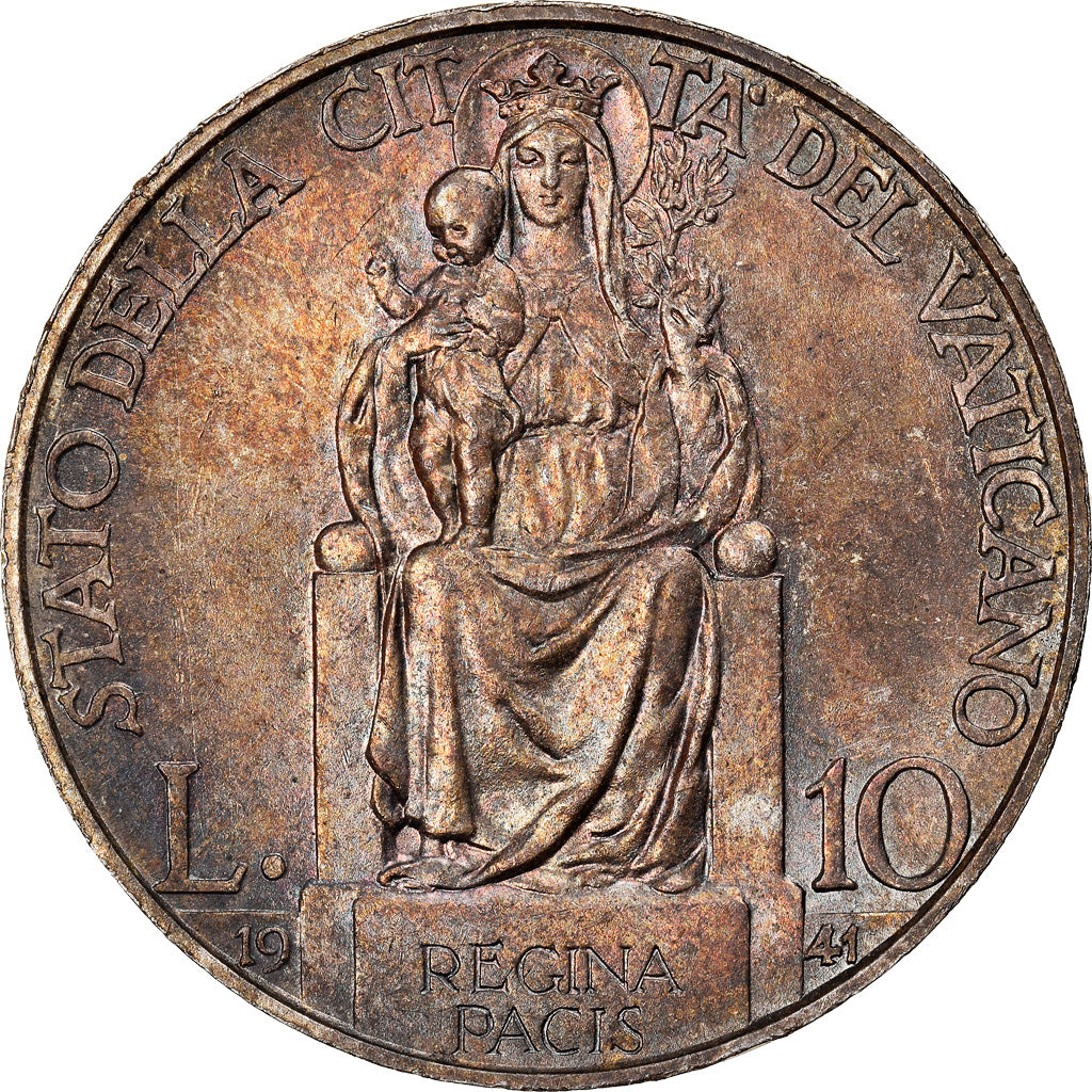 Coin, VATICAN CITY, Pius XII, 10 Lire, 1941, Roma, AU(55-58), Silver, KM:29