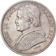 Coin, ITALIAN STATES, PAPAL STATES, Pius IX, 20 Baiocchi, 1865, Rome, AU(55-58)