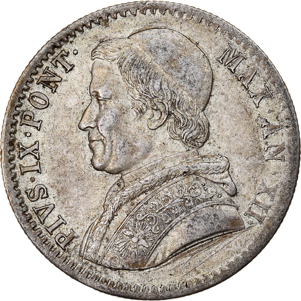 Münze, Italien Staaten, PAPAL STATES, Pius IX, 20 Baiocchi, 1858, Roma, VZ