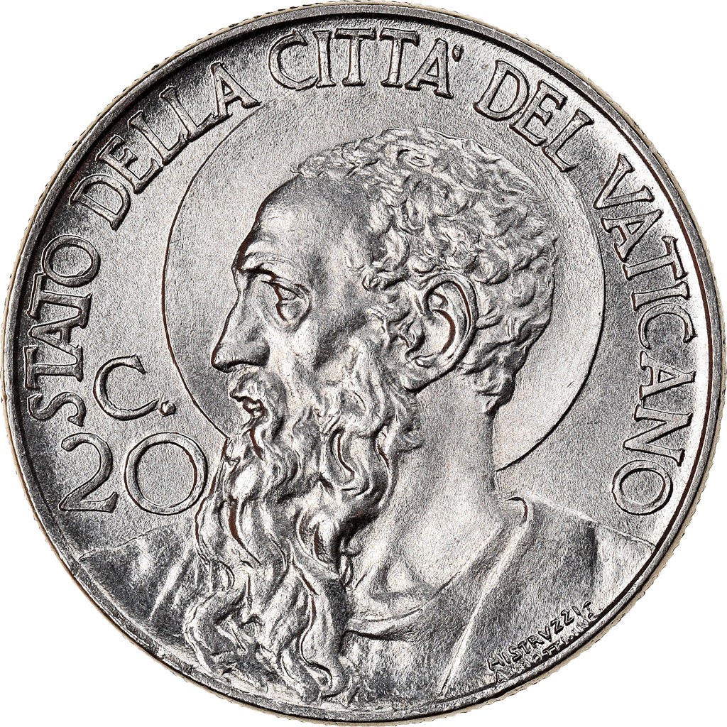 Coin, VATICAN CITY, Pius XII, 20 Centesimi, 1941, Roma, MS(63), Stainless Steel