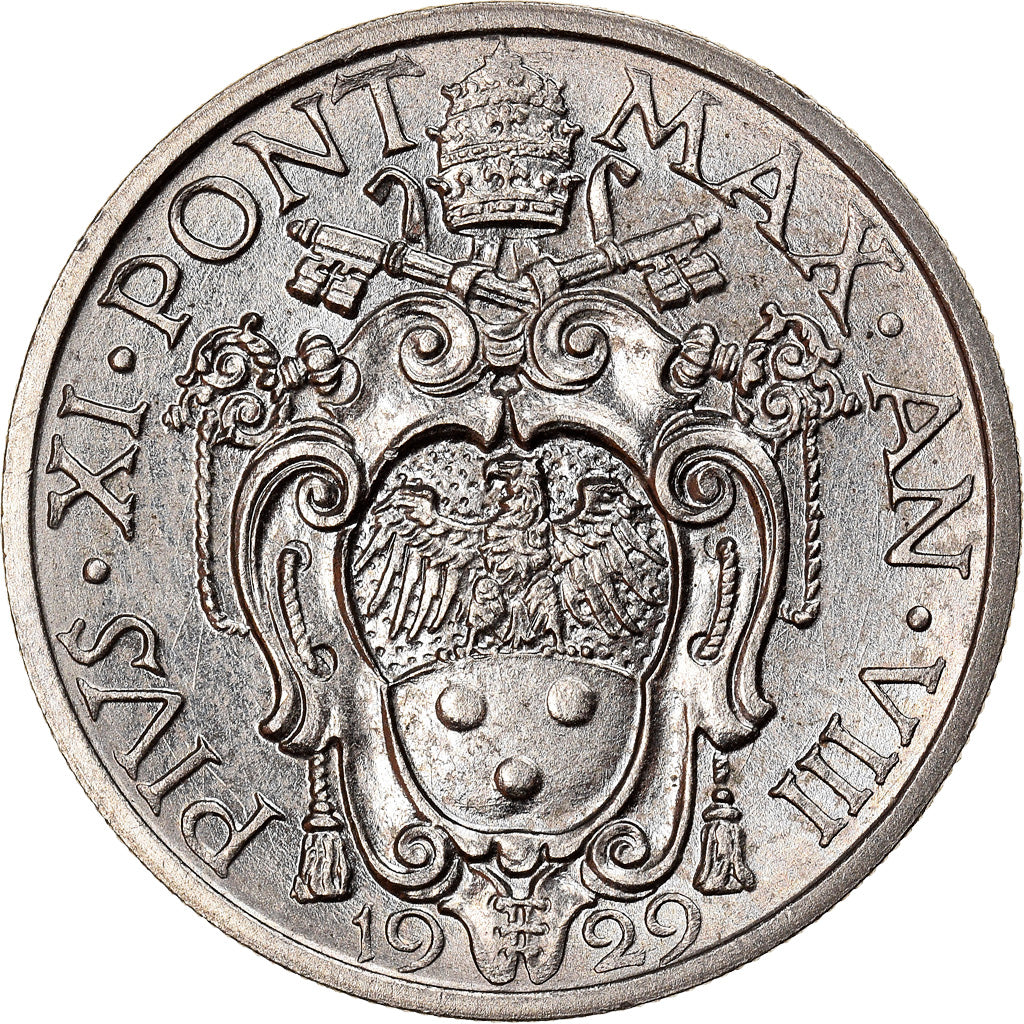 Coin, VATICAN CITY, Pius XI, 20 Centesimi, 1929, Roma, MS(63), Nickel, KM:3