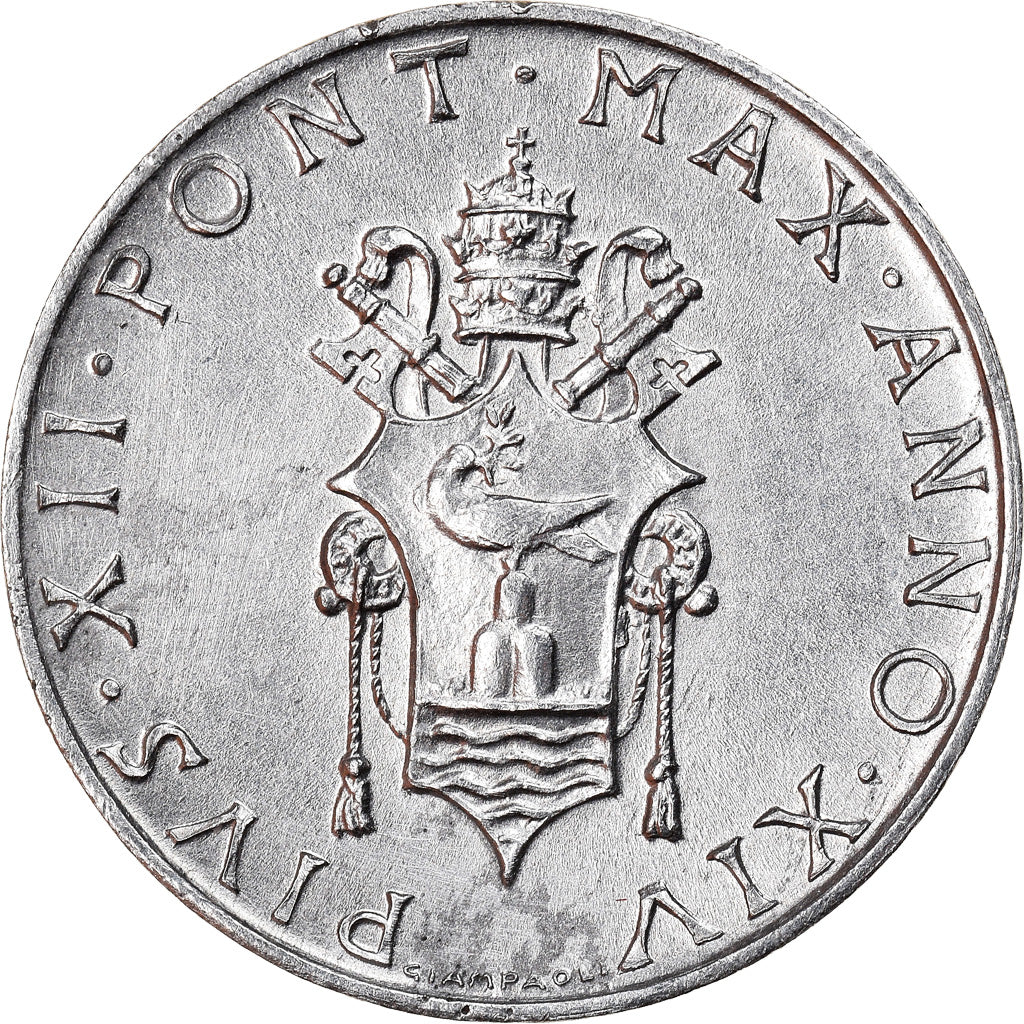 Coin, VATICAN CITY, Pius XII, Lira, 1952, MS(65-70), Aluminum, KM:49.1