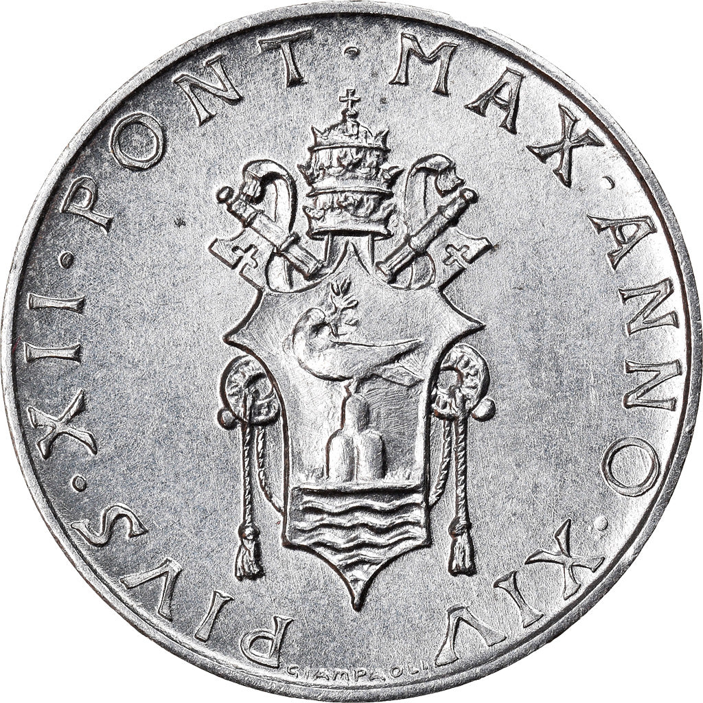 Coin, VATICAN CITY, Pius XII, Lira, 1952, MS(65-70), Aluminum, KM:49.1