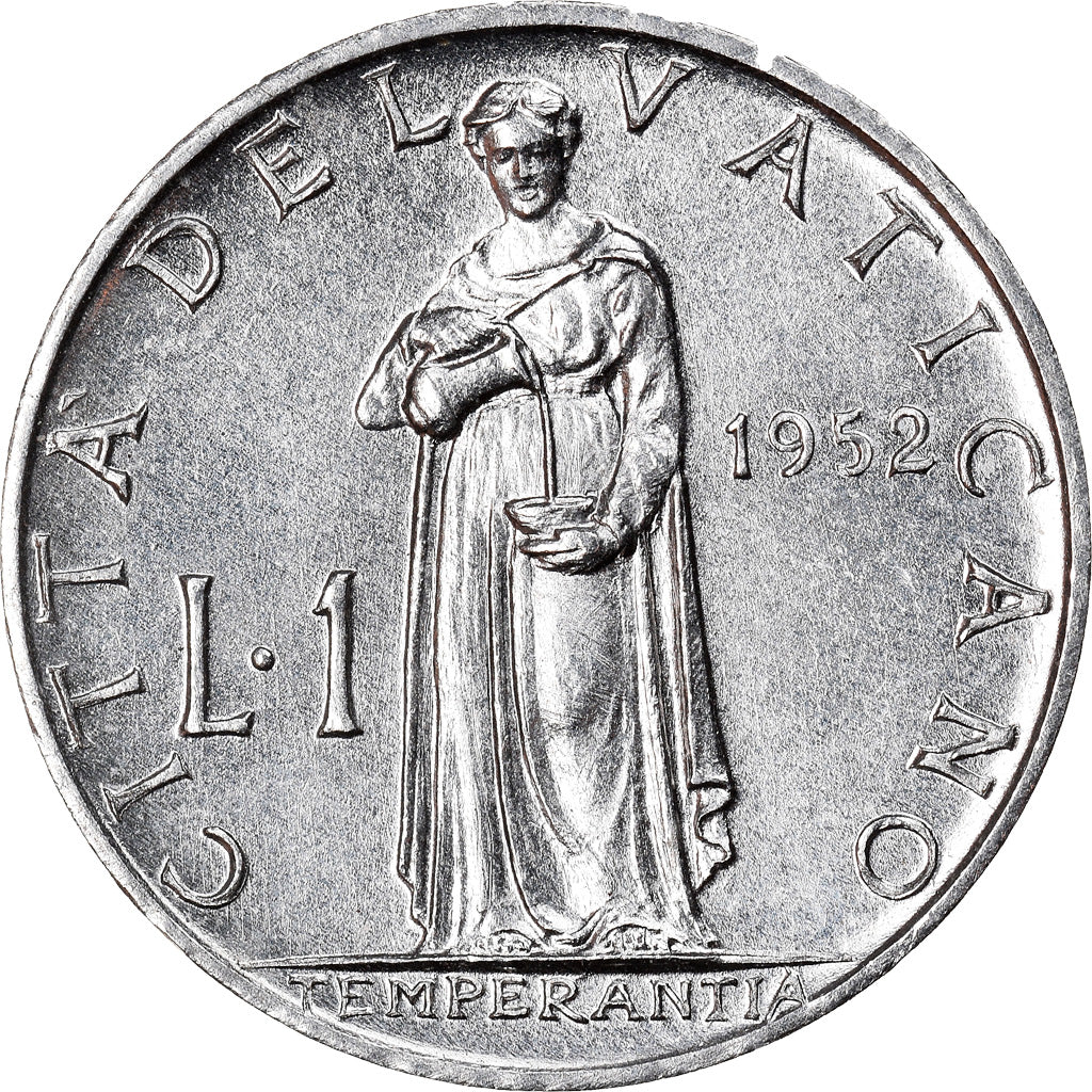 Coin, VATICAN CITY, Pius XII, Lira, 1952, MS(65-70), Aluminum, KM:49.1