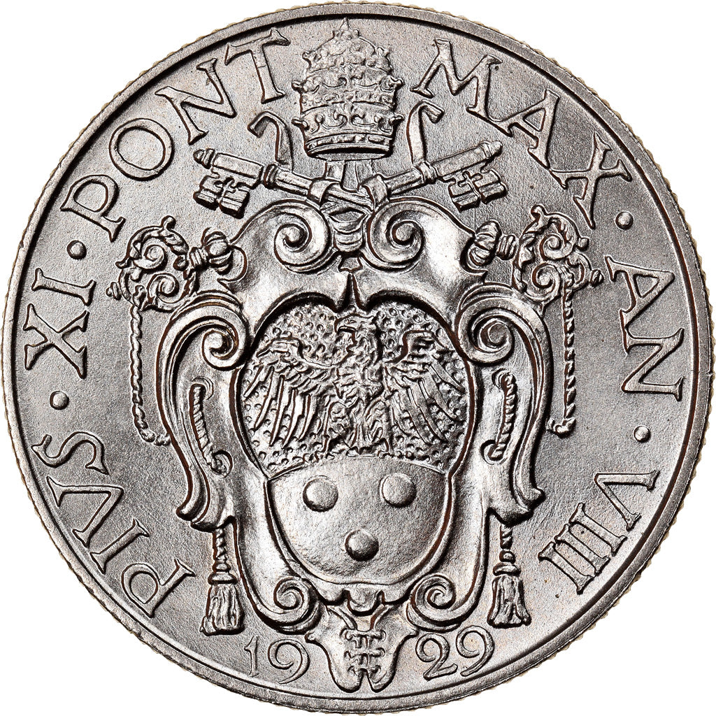 Coin, VATICAN CITY, Pius XI, 50 Centesimi, 1929, Roma, MS(63), Nickel, KM:4