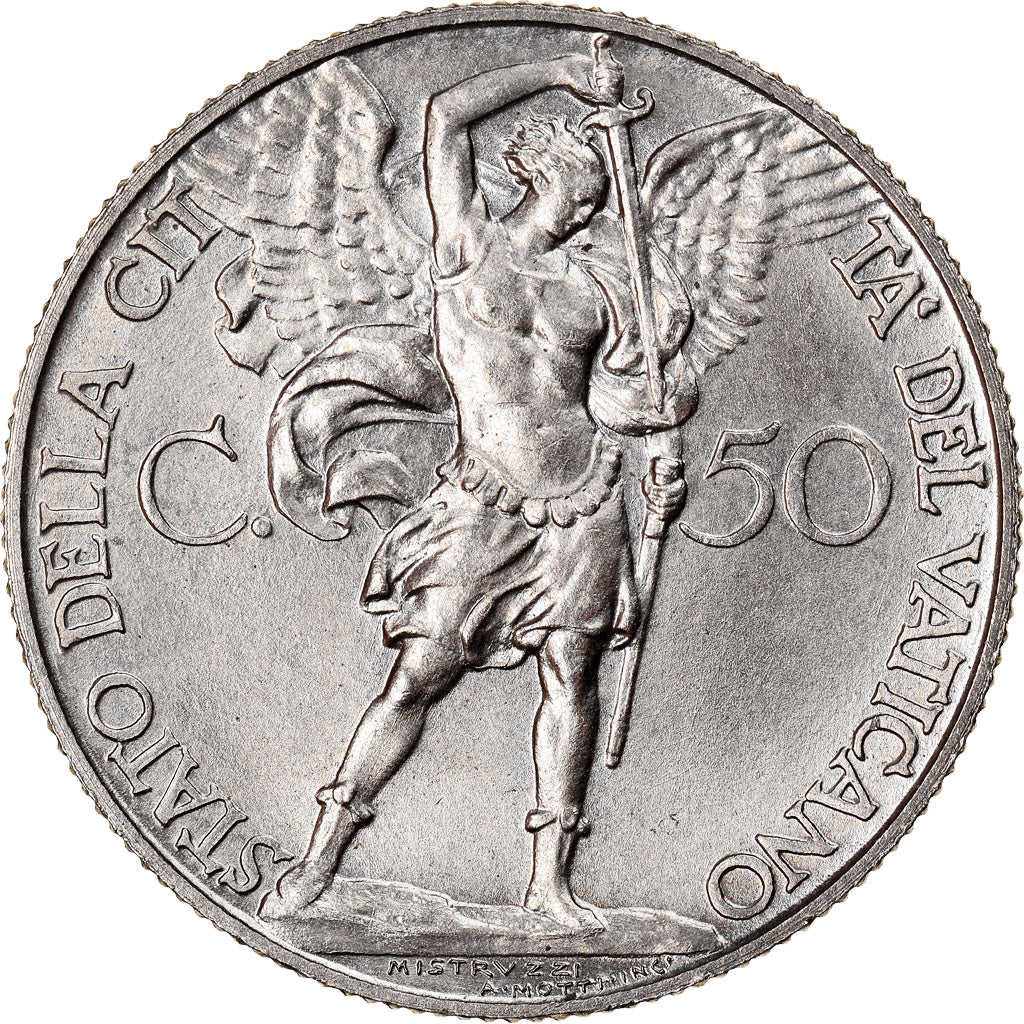 Coin, VATICAN CITY, Pius XI, 50 Centesimi, 1929, Roma, MS(63), Nickel, KM:4
