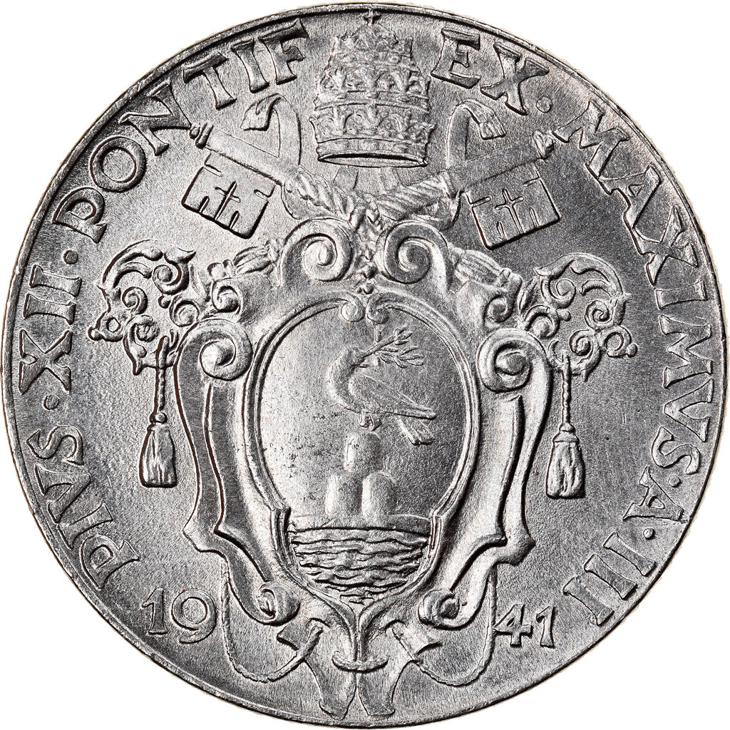 Coin, VATICAN CITY, Pius XII, 50 Centesimi, 1941, Roma, MS(65-70), Stainless