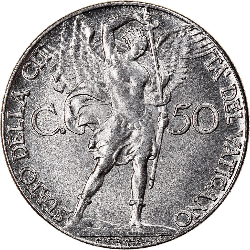 Coin, VATICAN CITY, Pius XII, 50 Centesimi, 1941, Roma, MS(65-70), Stainless