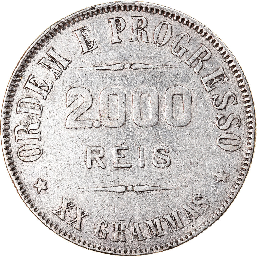 Coin, Brazil, 2000 Reis, 1911, EF(40-45), Silver, KM:508