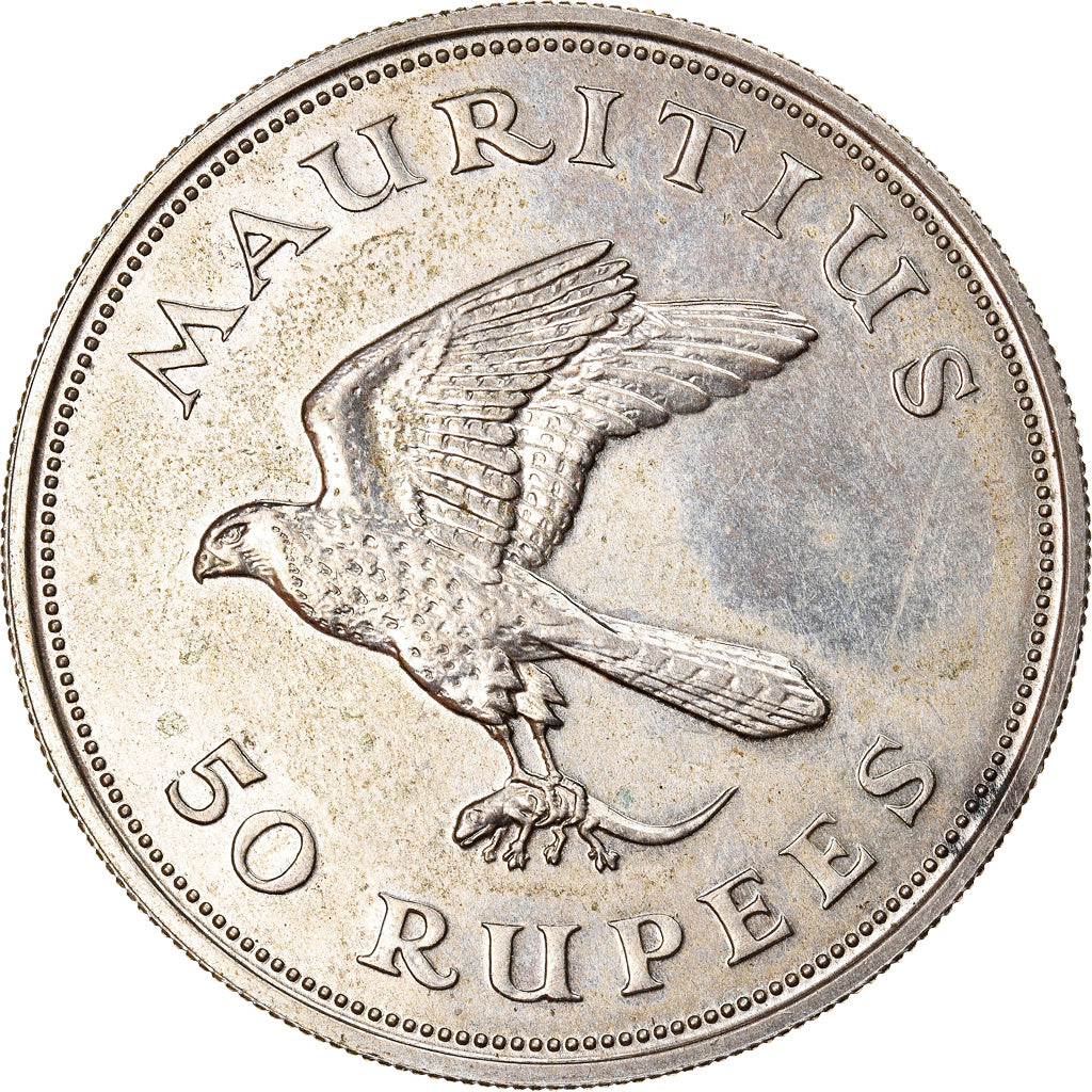Coin, Mauritius, 50 Rupees, 1975, AU(55-58), Silver, KM:41a