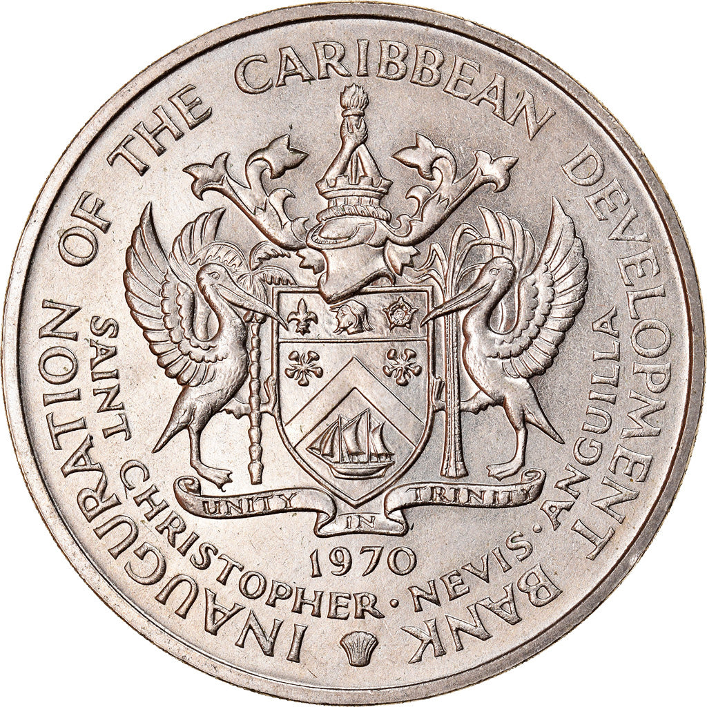 Coin, SAINT KITTS & NEVIS, 4 Dollars, 1970, MS(65-70), Copper-nickel, KM:1