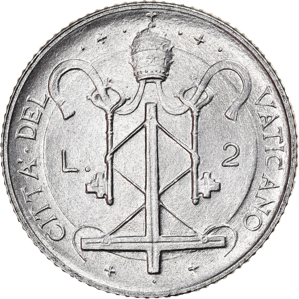 Moneda, CIUDAD DEL VATICANO, Paul VI, 2 Lire, 1967, Roma, EBC+, Aluminio, KM:93