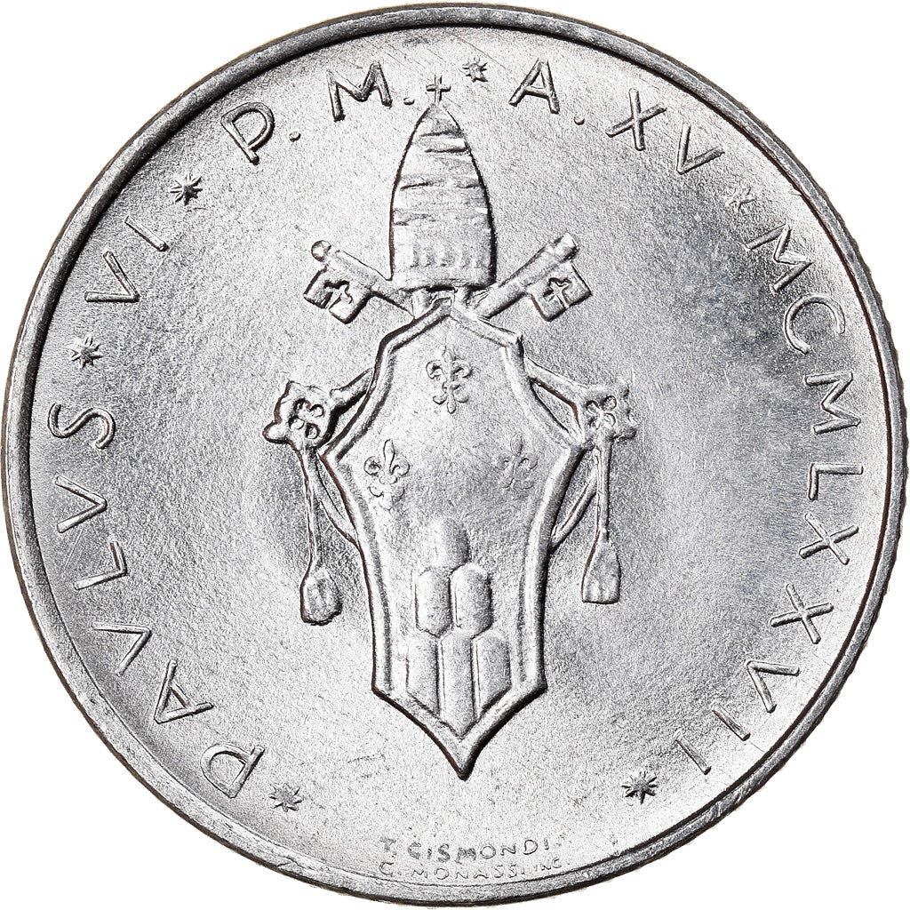 Coin, VATICAN CITY, Paul VI, 2 Lire, 1977, Roma, MS(65-70), Aluminum, KM:117