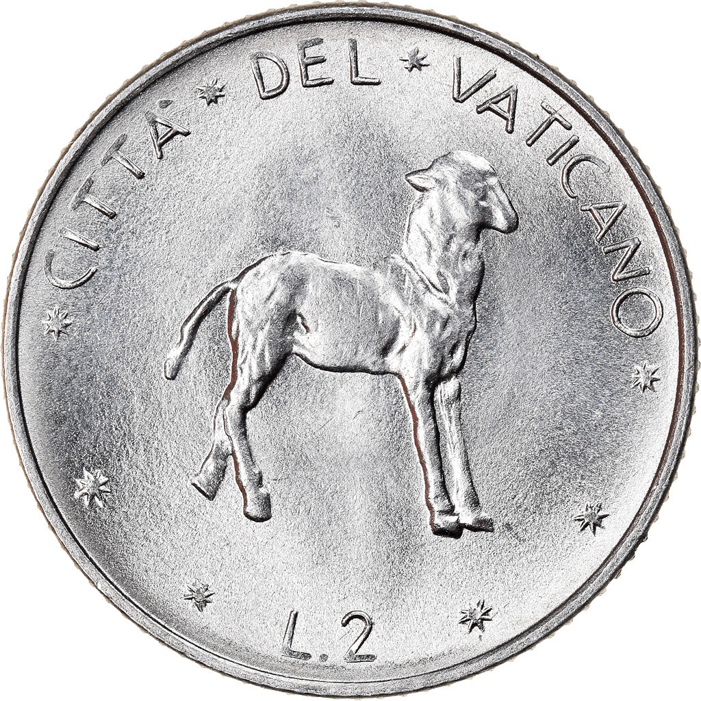 Coin, VATICAN CITY, Paul VI, 2 Lire, 1977, Roma, MS(65-70), Aluminum, KM:117