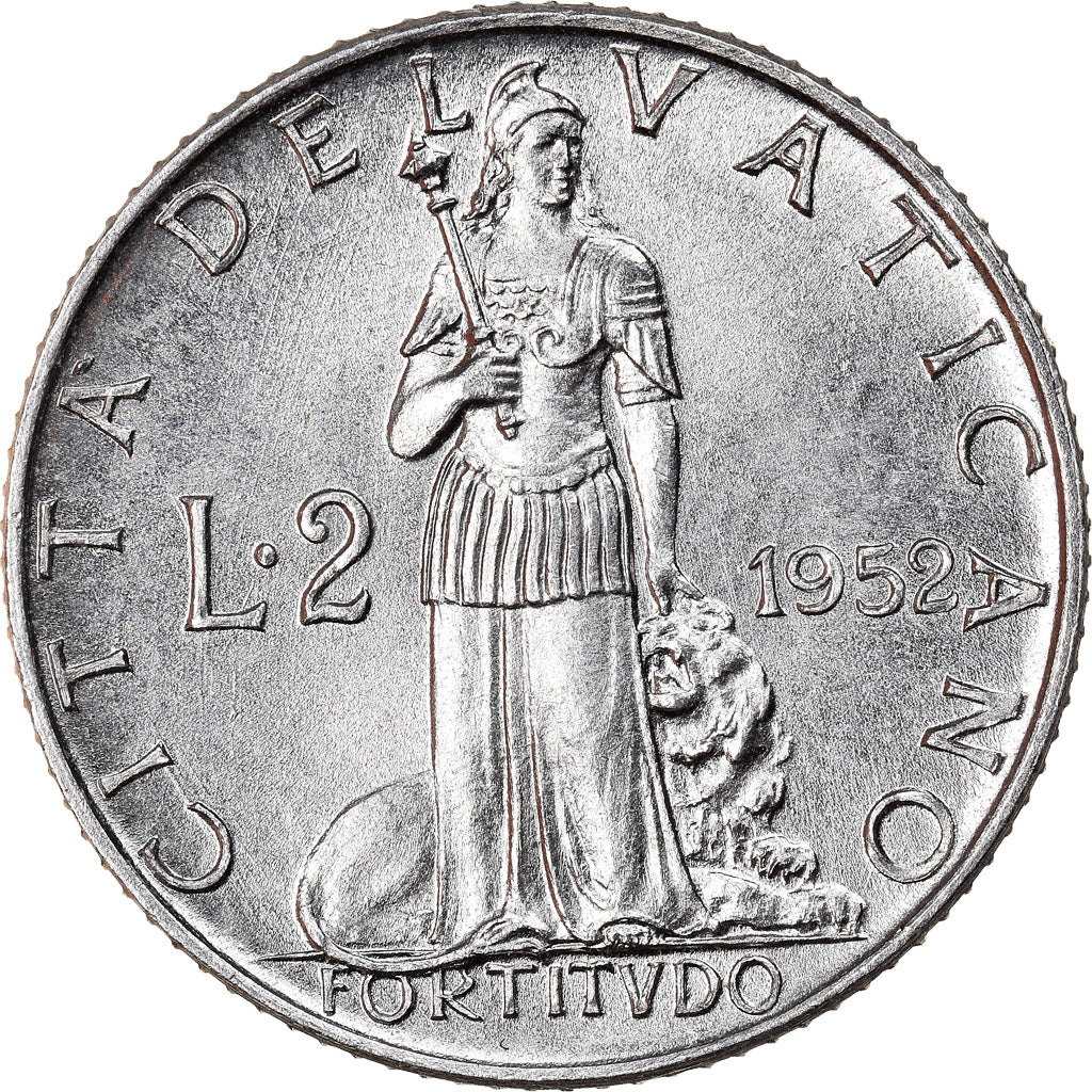Coin, VATICAN CITY, Pius XII, 2 Lire, 1952, MS(65-70), Aluminum, KM:50