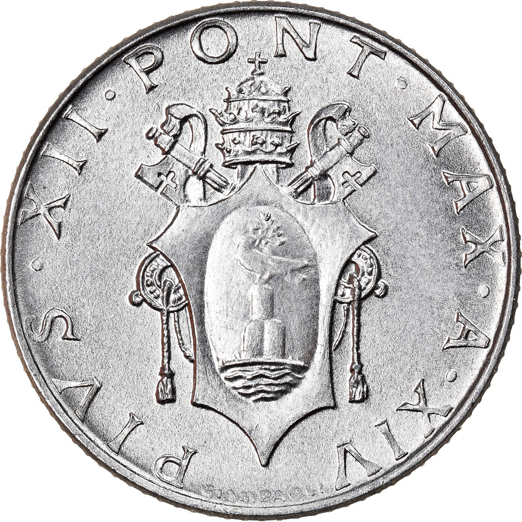 Moneta, CITTÀ DEL VATICANO, Pius XII, 2 Lire, 1952, FDC, Alluminio, KM:50