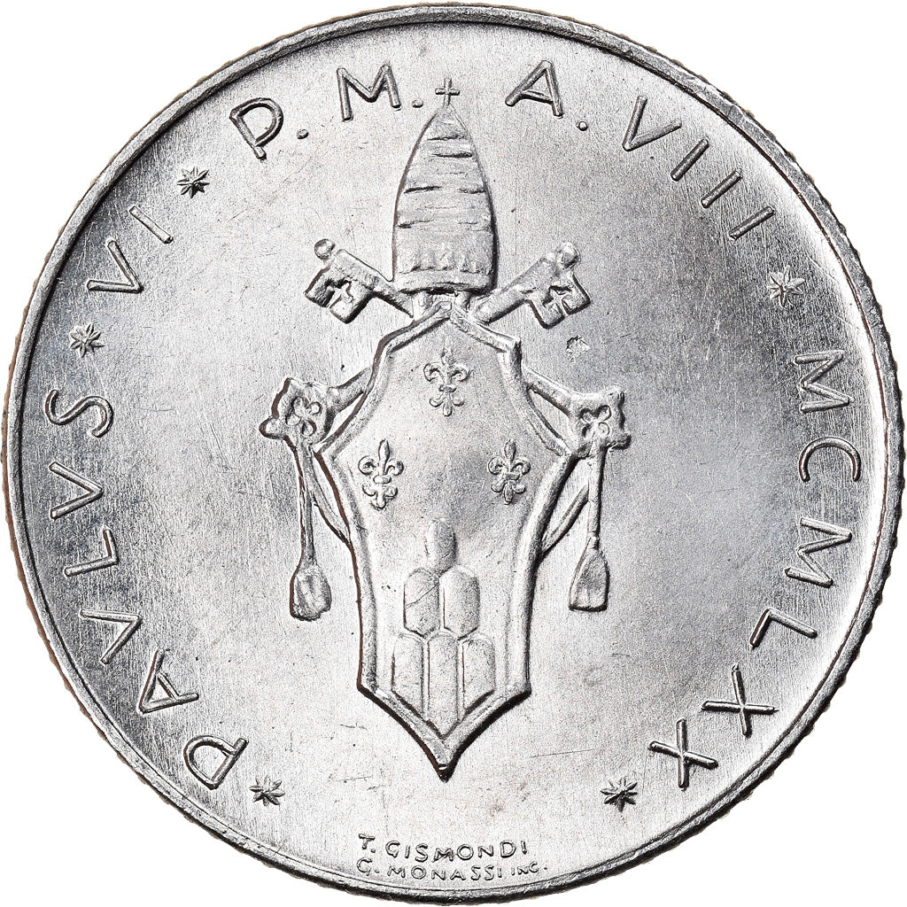 Moeda, CIDADE DO VATICANO, Paul VI, 2 Lire, 1970, MS(63), Alumínio, KM:117