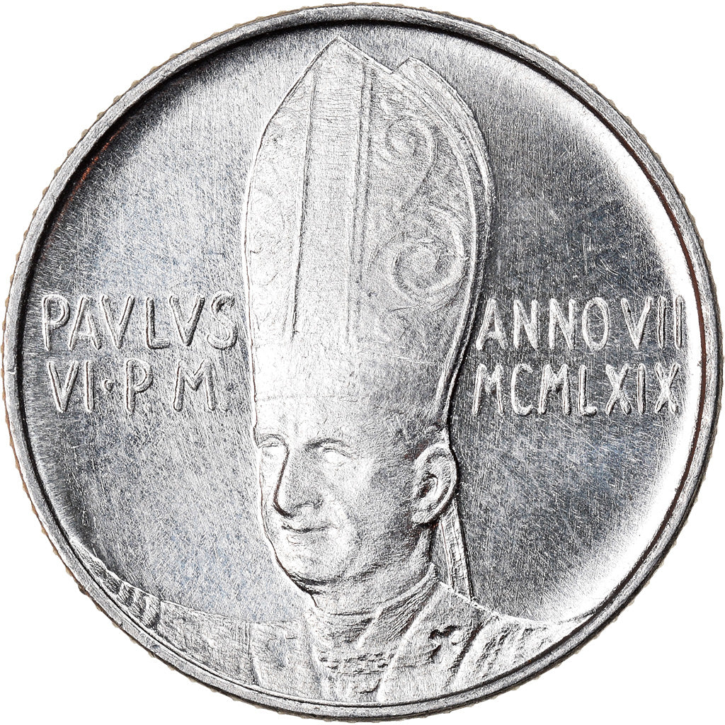 Coin, VATICAN CITY, Paul VI, 2 Lire, 1969, Roma, MS(63), Aluminum, KM:109