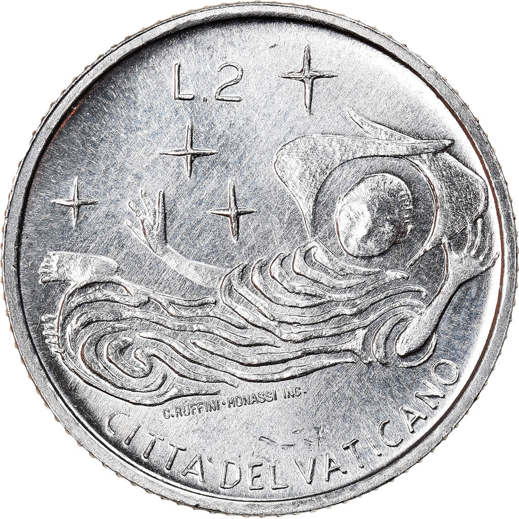 Coin, VATICAN CITY, Paul VI, 2 Lire, 1969, Roma, MS(63), Aluminum, KM:109