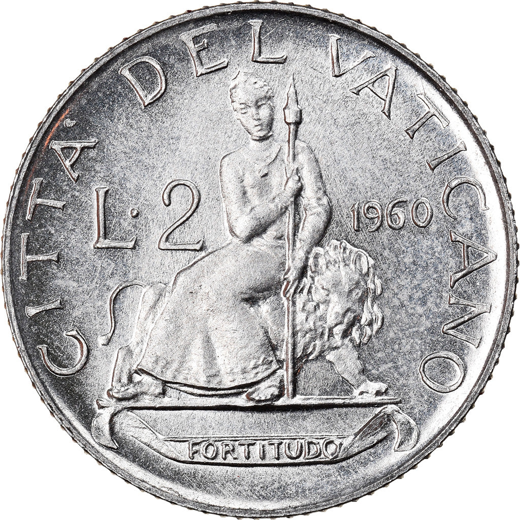 Coin, VATICAN CITY, John XXIII, 2 Lire, 1960, MS(63), Aluminum, KM:59.1
