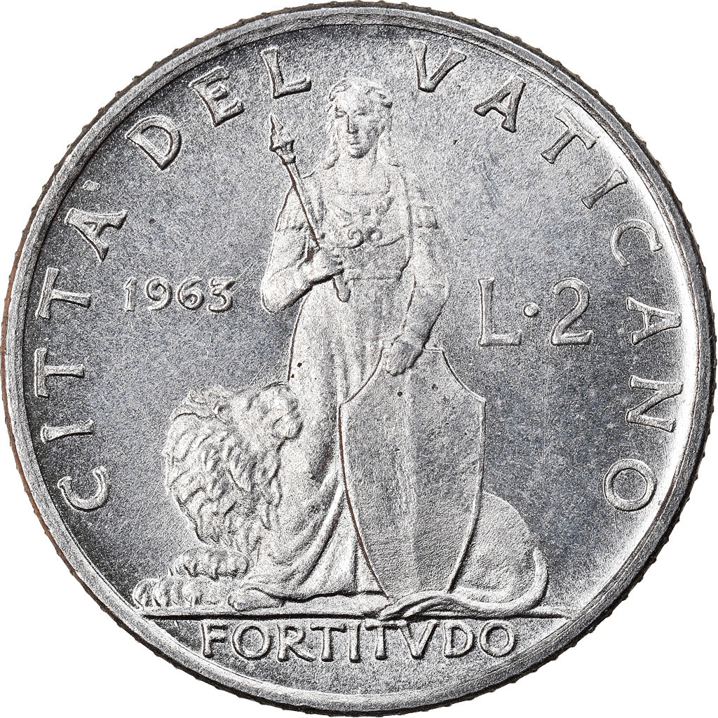 Coin, VATICAN CITY, Paul VI, 2 Lire, 1963, MS(63), Aluminum, KM:77.1