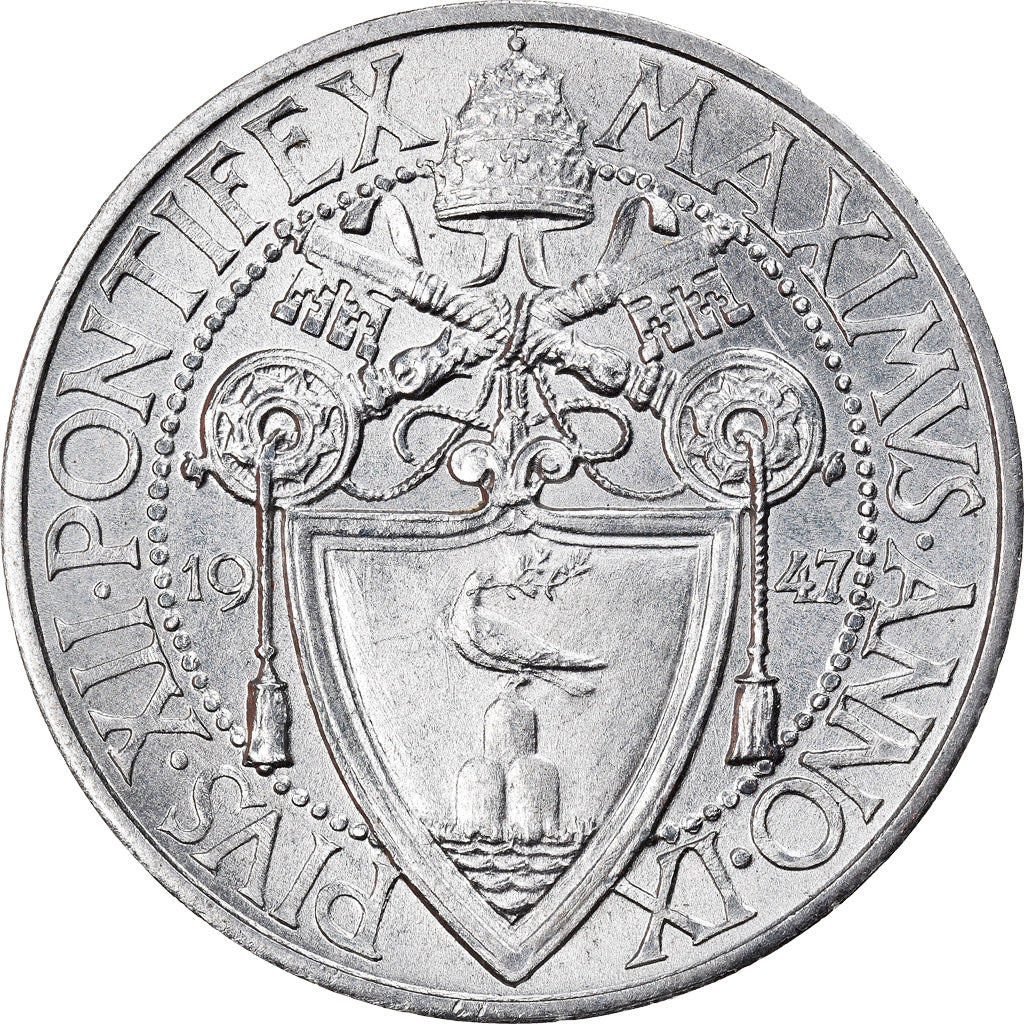 Coin, VATICAN CITY, Pius XII, 2 Lire, 1947, Roma, MS(65-70), Aluminum, KM:41