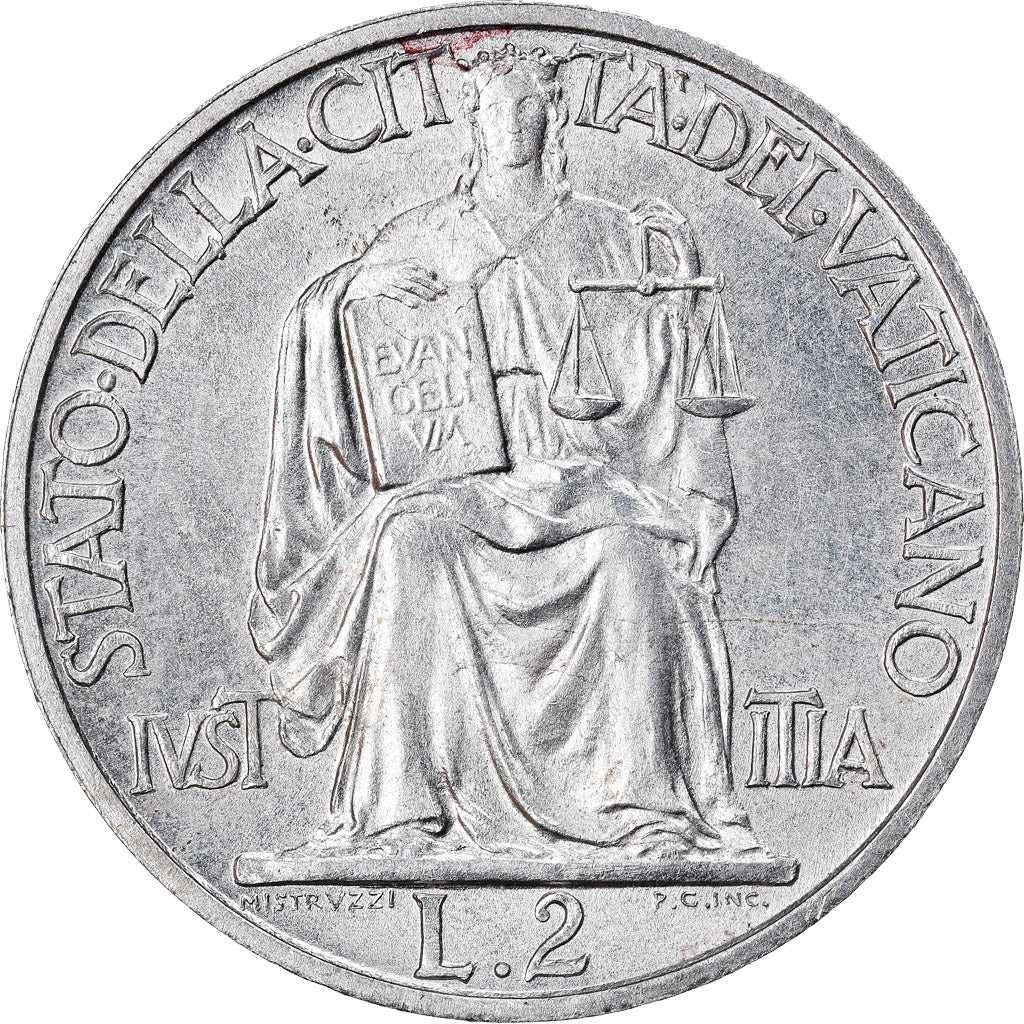Coin, VATICAN CITY, Pius XII, 2 Lire, 1947, Roma, MS(65-70), Aluminum, KM:41