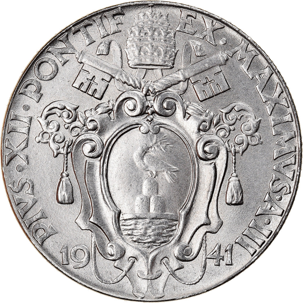 Moeda, CIDADE DO VATICANO, Pius XII, 2 Lire, 1941, MS(63), Aço Inoxidável